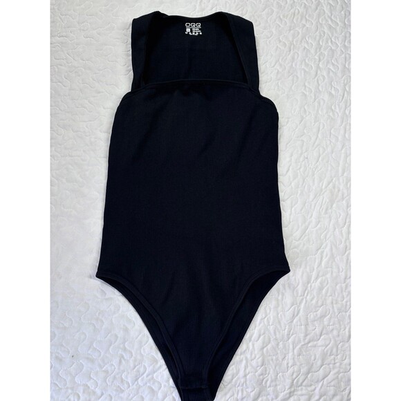 OQQ Black Square Neck Ribbed Fitted Bodysuit size xl - Picture 1 of 6